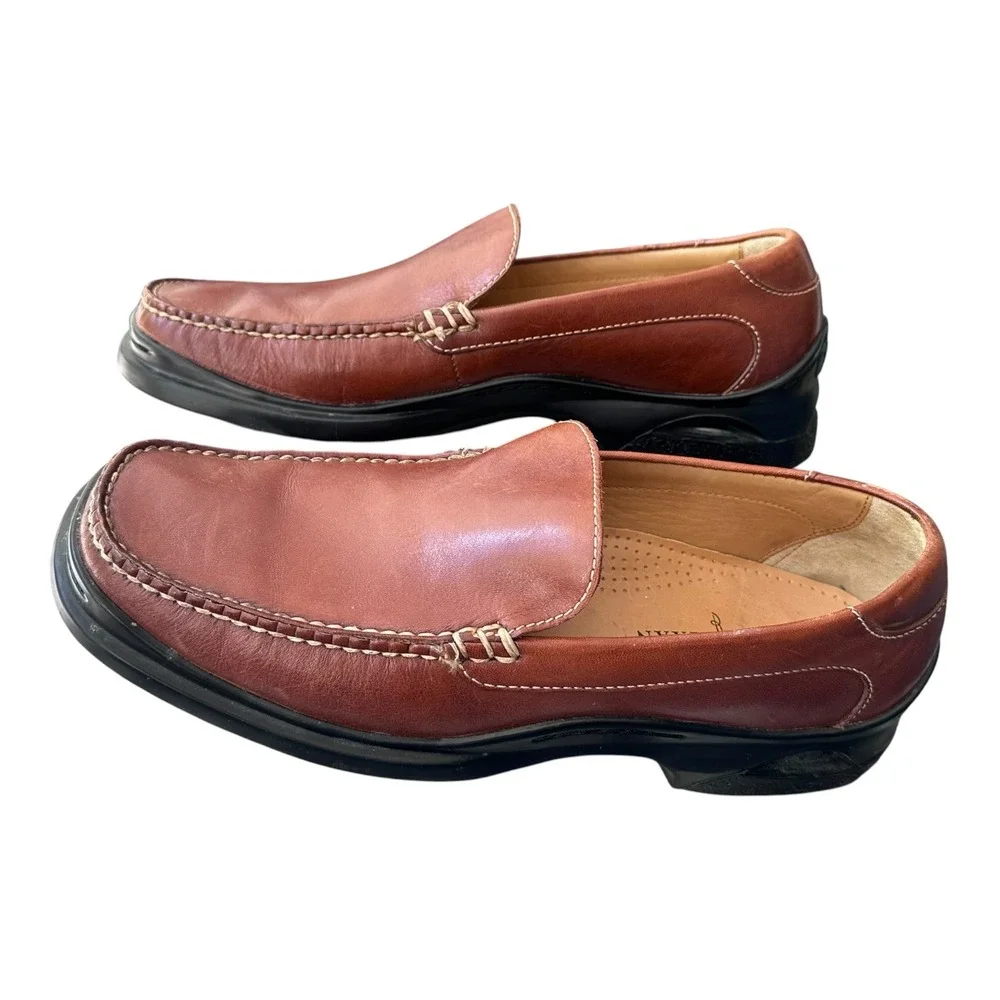 Cole Haan Loafers Mens 9.5M Brown Good Nike Air Leather Slip On‎ Moc Toe Shoes